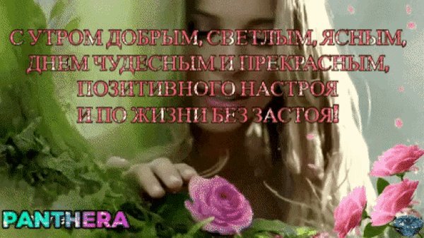 Анимированная открытка С утром добрым, светлым, ясным, Днем чудесным и прекрасным, Позитивного настроя И по жизни без застоя! Panthera Анимированная открытка С утром добрым, светлым, ясным, Днем чудесным и прекрасным, Позитивного настроя И по жизни без застоя! Panthera