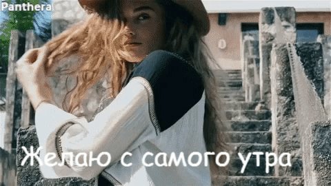 Анимированная открытка PantheraЖелаю с самого утра Добра, добра, еще добра! Пускай рассвет с собой несет Стремление двигаться вперед! Анимированная открытка PantheraЖелаю с самого утра Добра, добра, еще добра! Пускай рассвет с собой несет Стремление двигаться вперед!
