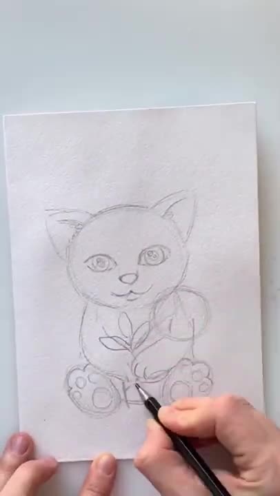 Как нарисовать открытку на день рождения. Рисуем милого котика с розочкой. Котенок и роза. Рисуем. [С котиками музыкальные поздравления с днем рождения]