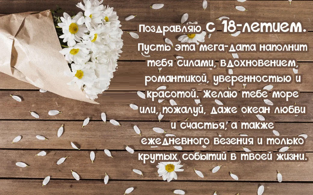 Открытка с днем рождения, совершеннолетием