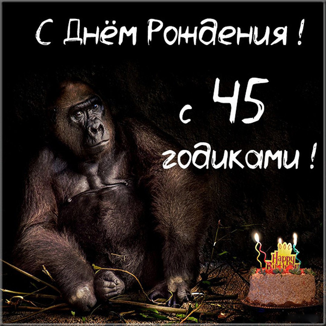 Прикольная картинка с днем рождения на 45 лет