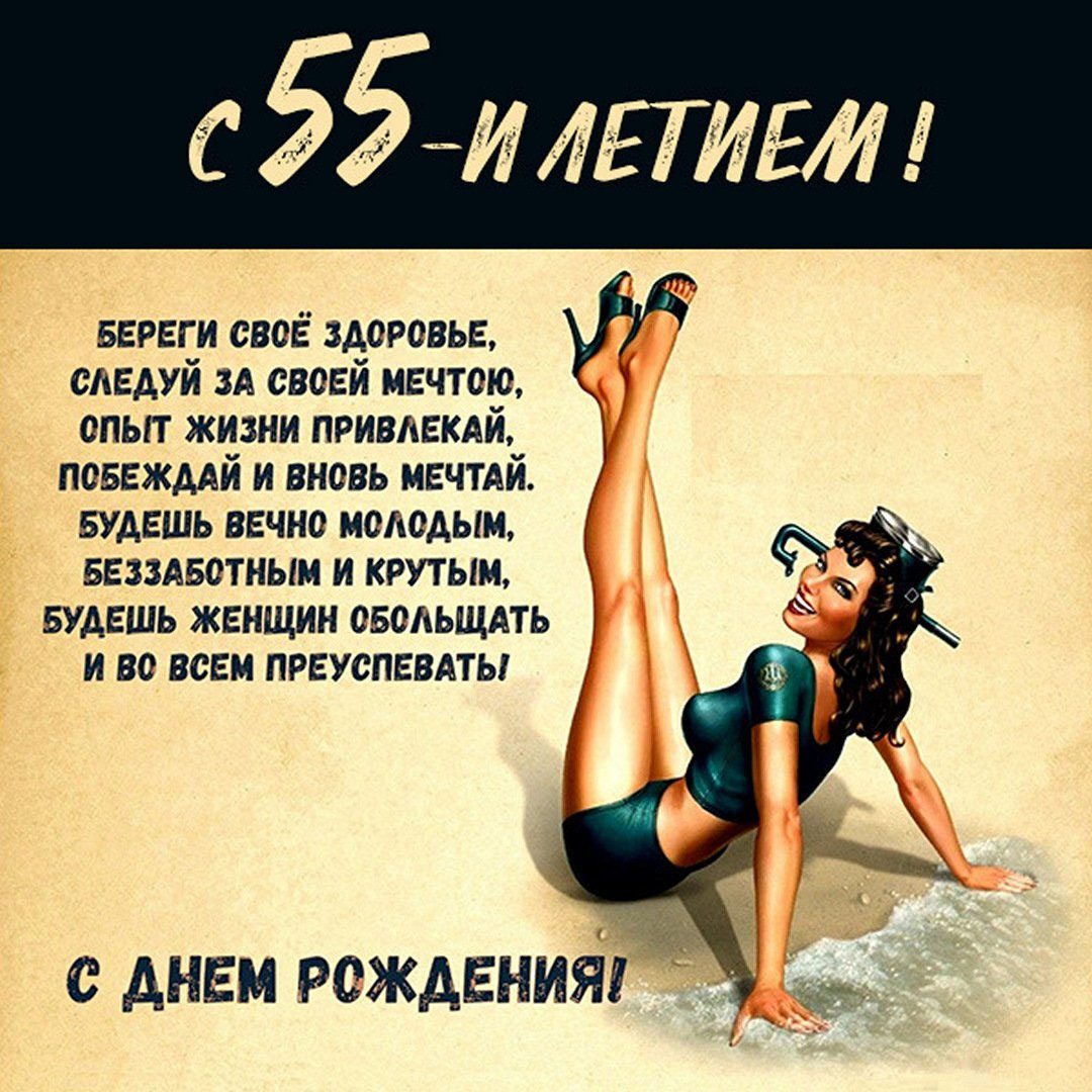Прикольная картинка с днем рождения мужчине на 55 лет