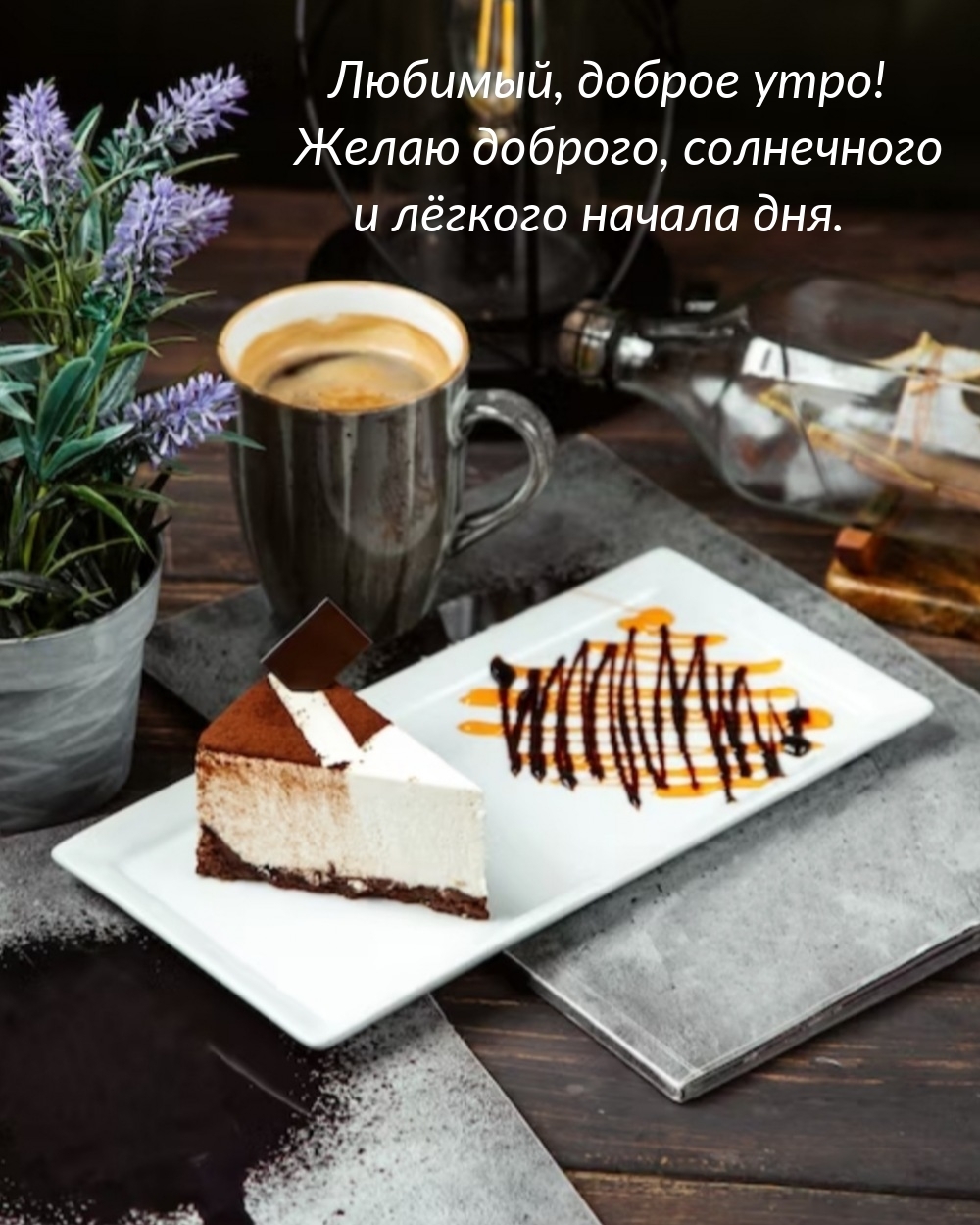 Любимый, доброе утро! Желаю доброго, солнечного начала дня.