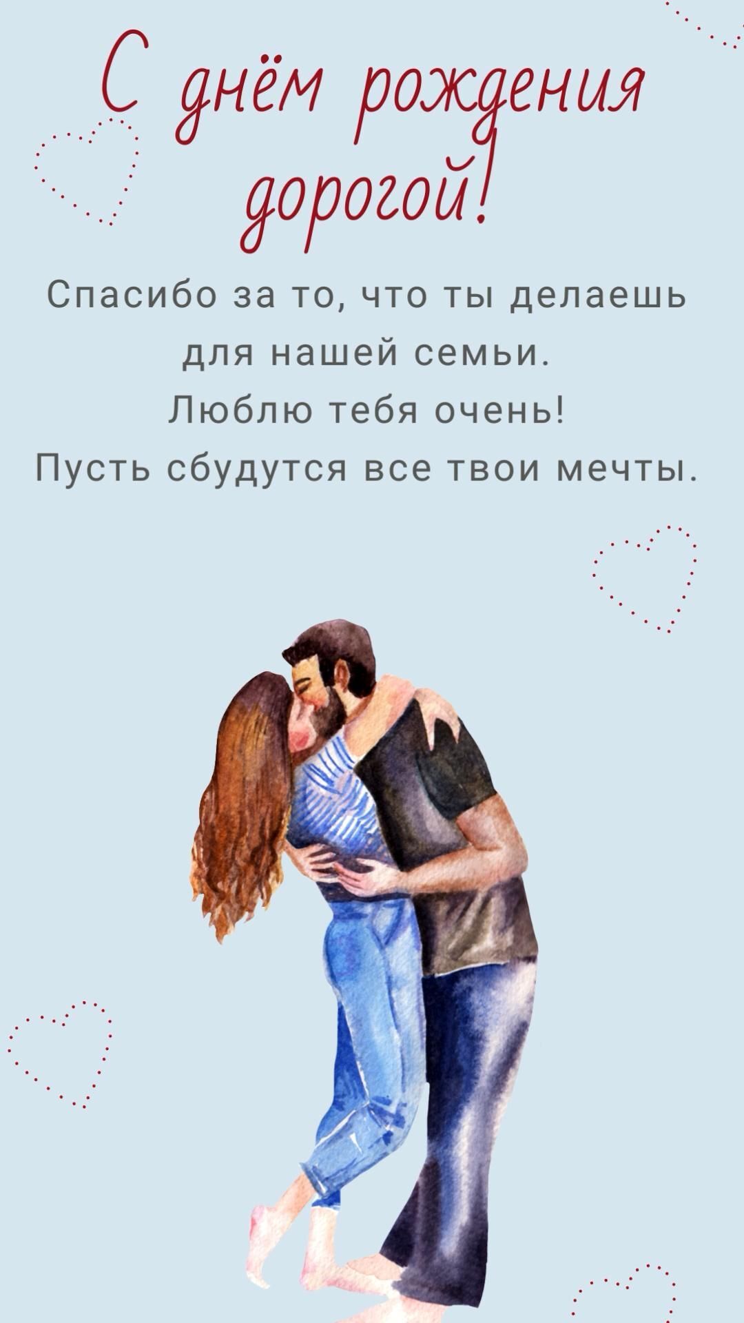 Открытка с днем рождения любимому мужчине с пожеланием. С днем рождения, дорогой!