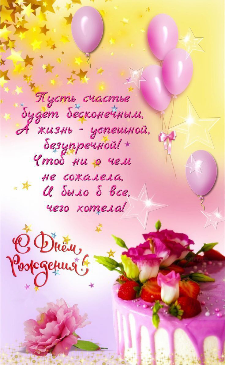 С днем рождения женщине. Шарики, торт, пожелания. С днем рождения женщине. Шарики, торт, пожелания.