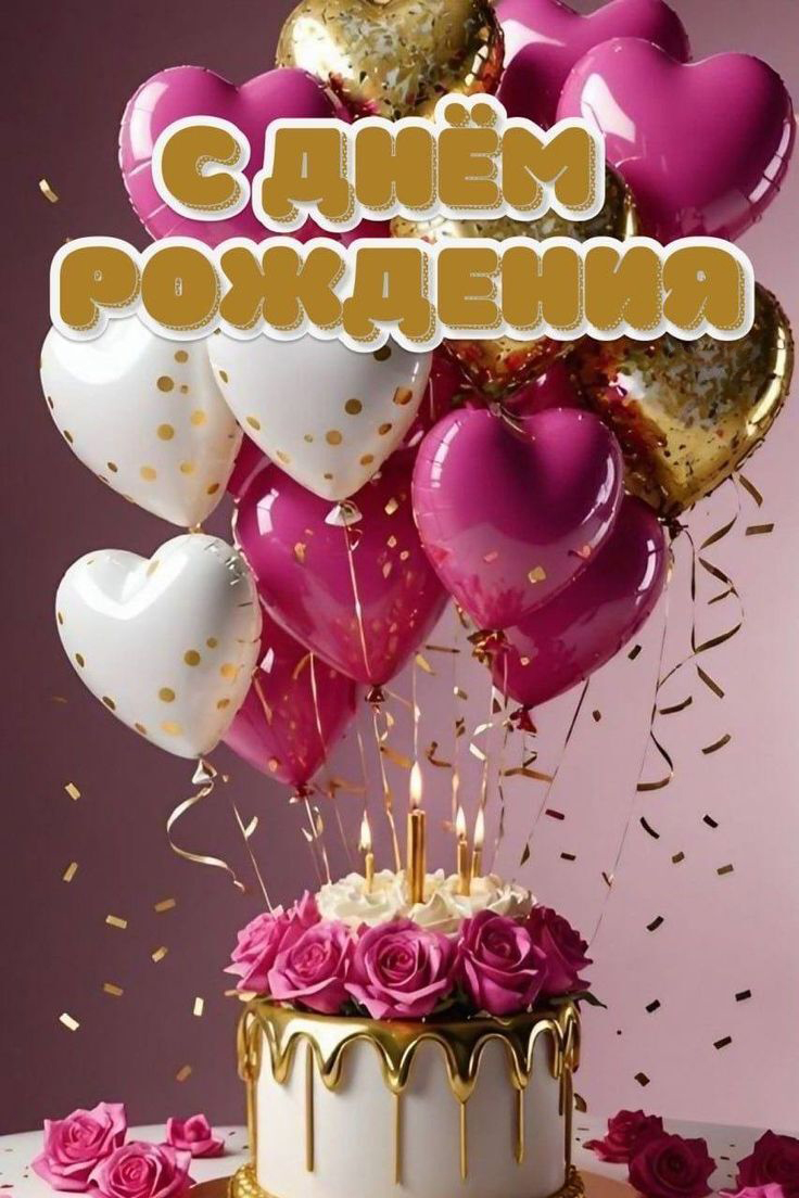 С днем рождения. Торт с воздушными шариками. С днем рождения. Торт с воздушными шариками.
