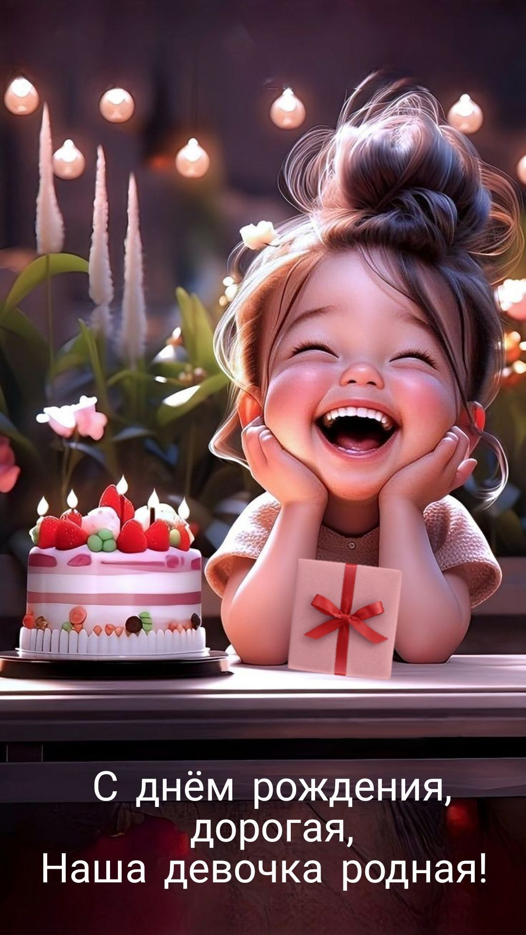Открытка с днем рождения дочь. Девочка с тортом, пожелания. Открытка с днем рождения дочь. Девочка с тортом, пожелания.