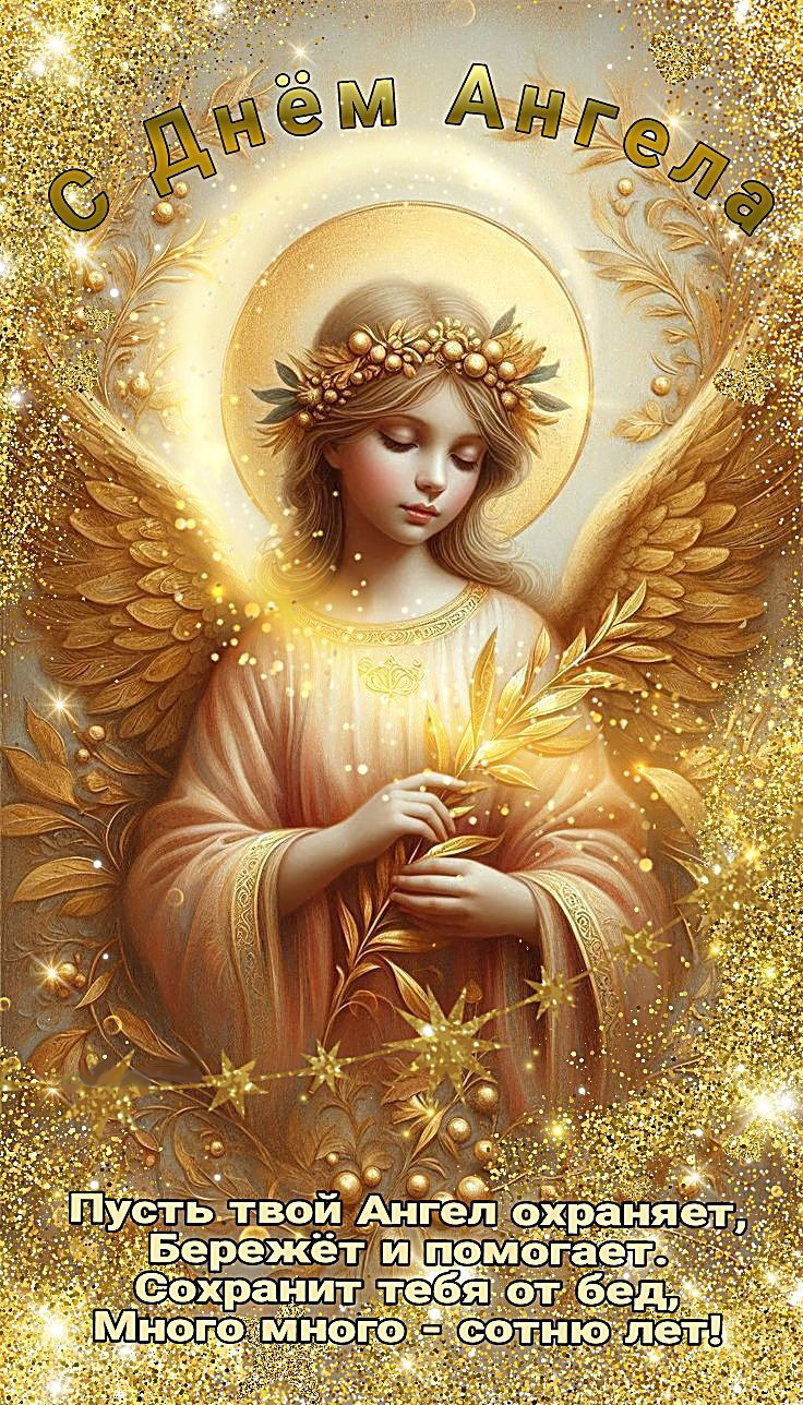 Открытка с днем рождения. С днем ангела. Ангел и пожелания.