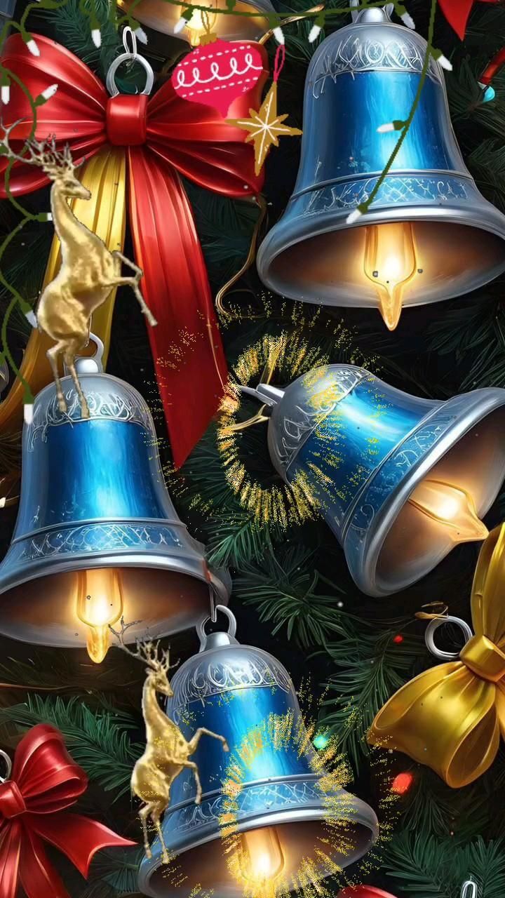 Открытка с Новым годом. Колокольчики. Без текста.