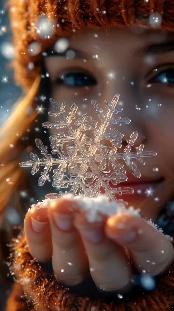 Открытка с Новым годом. Без текста. Девушка со снежинкой в руке. Открытка с Новым годом. Без текста. Девушка со снежинкой в руке.