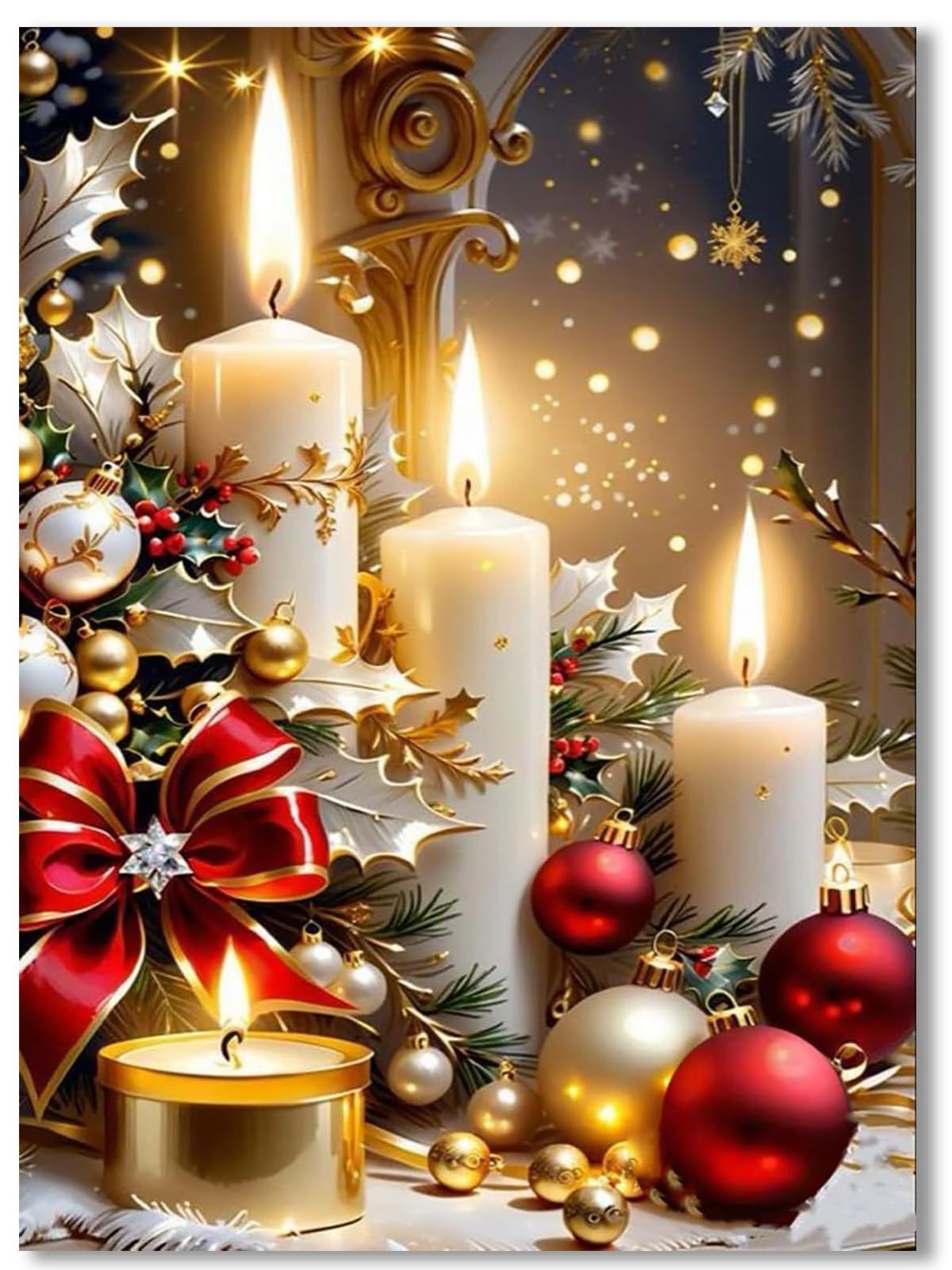 Открытка с Новым годом. Без текста. Елочные украшения.