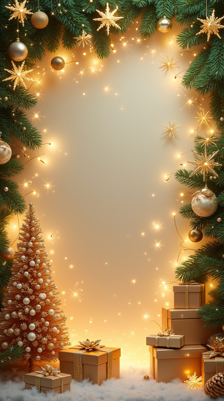 Открытка с Новым годом. Без текста. Елочка и украшения.