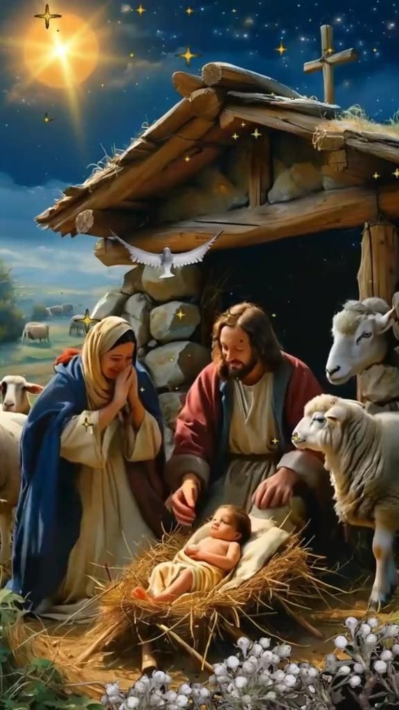 Открытка с Рождеством Христовым. Без текста. Рождественский сюжет.