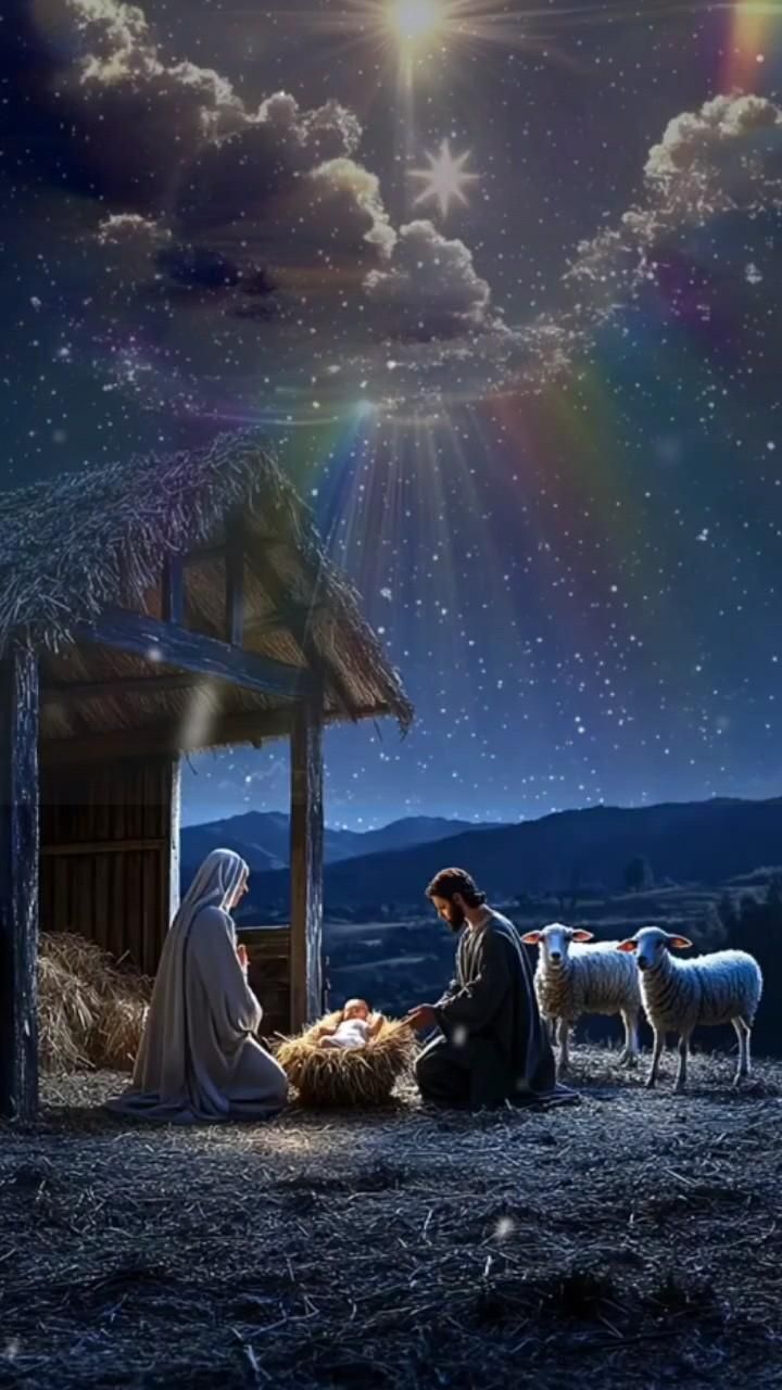 Открытка с Рождеством Христовым. Без текста. Рождественский сюжет.