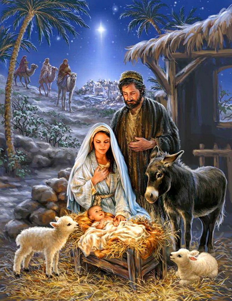 Открытка с Рождеством Христовым. Без текста. Рождественский сюжет.