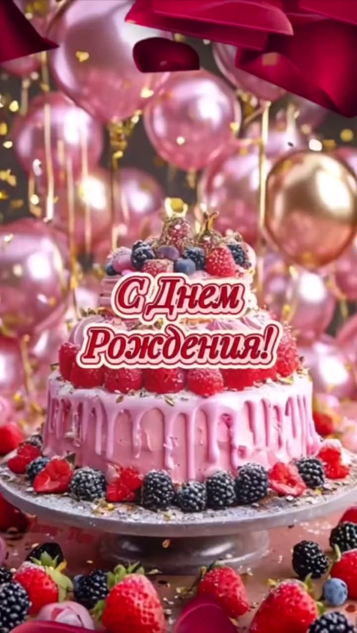 Открытка с днем рождения. Без текста. Тортик и шарики. Открытка с днем рождения. Без текста. Тортик и шарики.