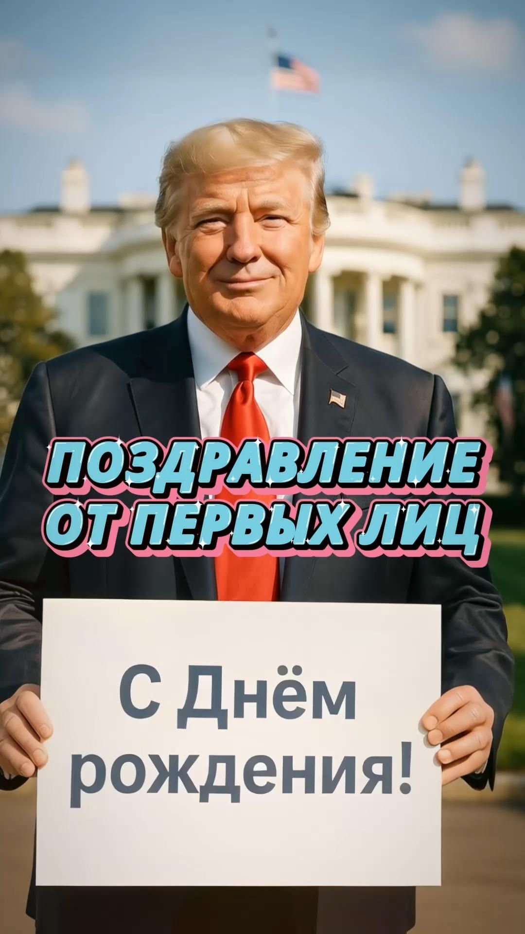 Открытка с днем рождения женщина. Поздравление от первых лиц. Трамп поздравляет. Открытка с днем рождения женщина. Поздравление от первых лиц. Трамп поздравляет.