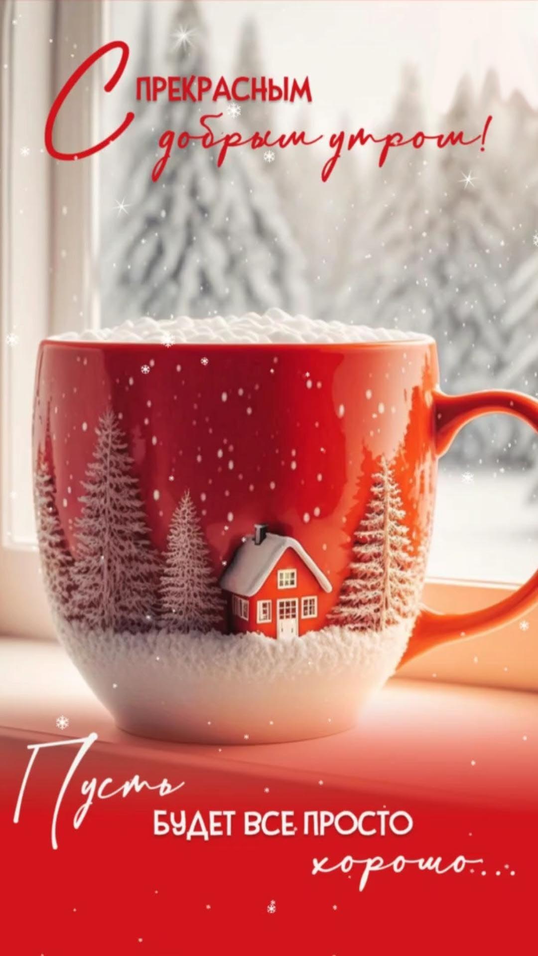 Открытка с добрым зимним утром. Пусть все будет хорошо.