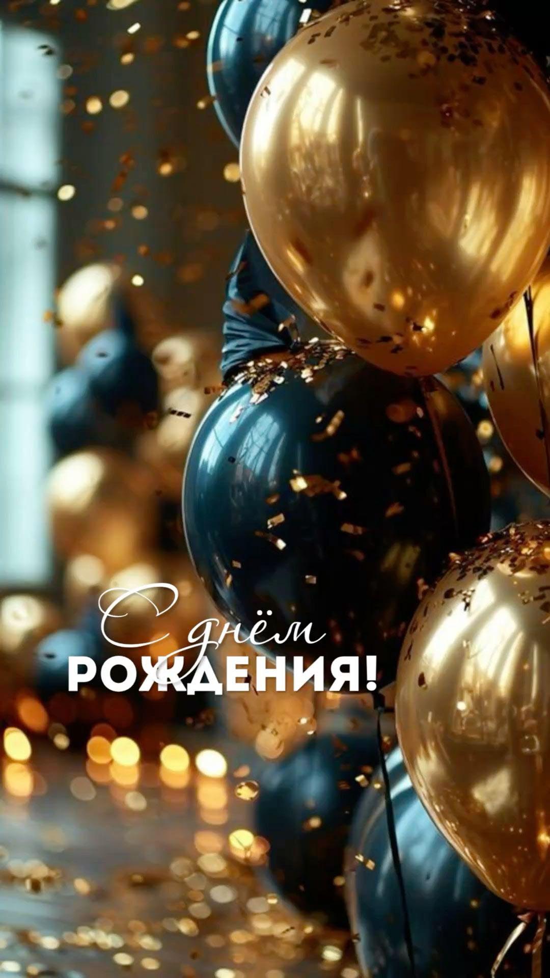 Открытка с днем рождения. Красивые шары.