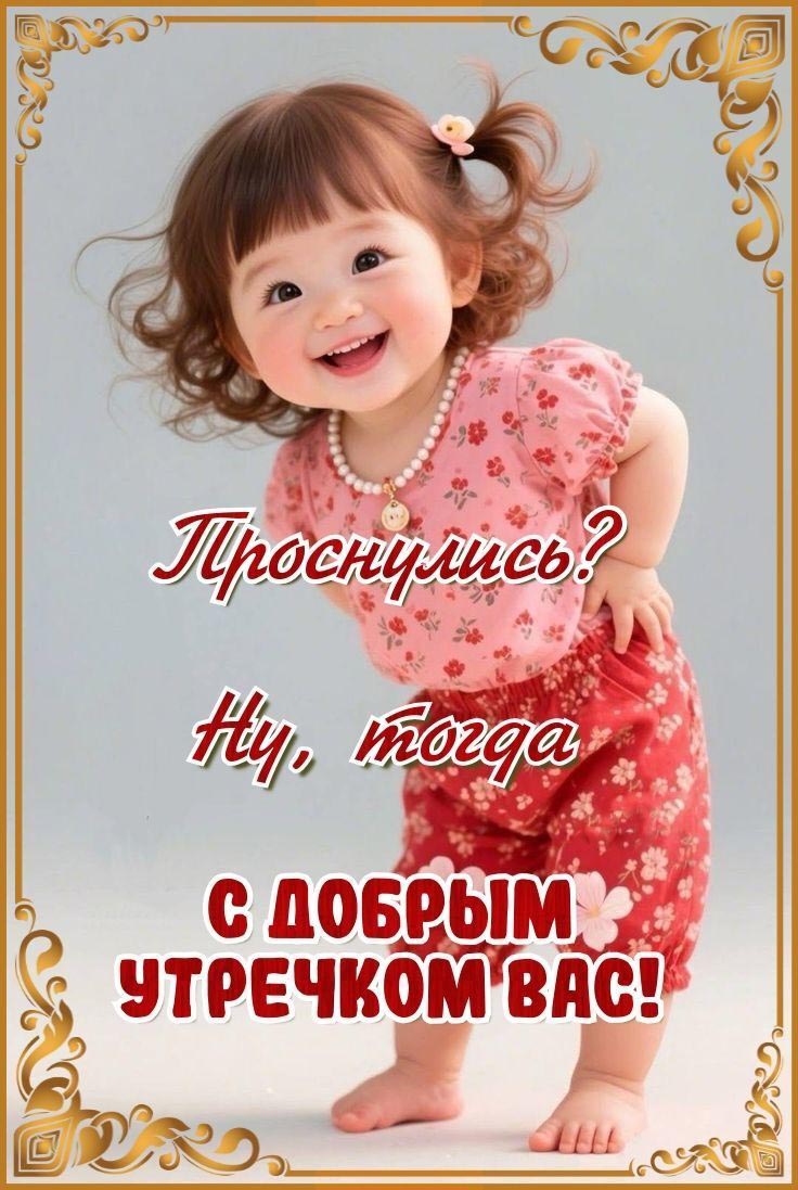 Открытка с добрым утром. Пожелания, девочка.