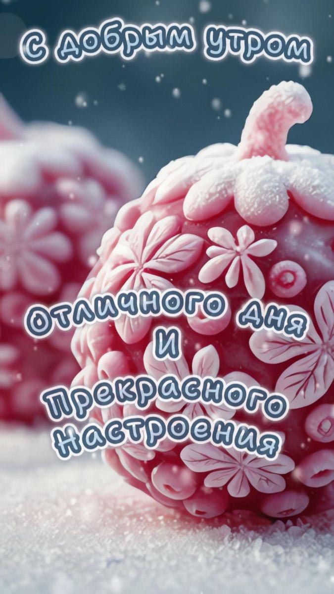 Открытка с добрым зимним утром. Пожелания хорошего зимнего дня.