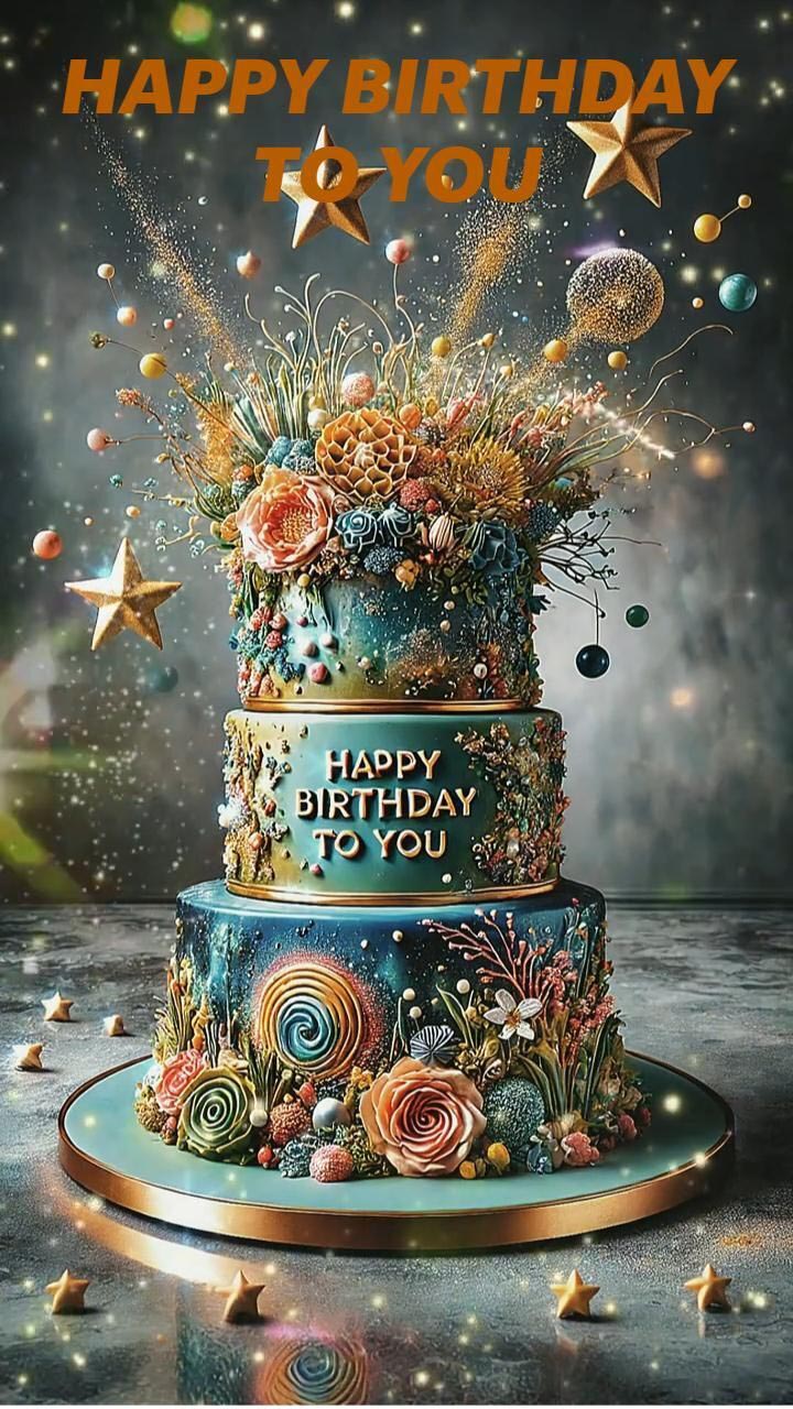 Открытка с днем рождения женщина. Happy Birthday to You. Тортик.