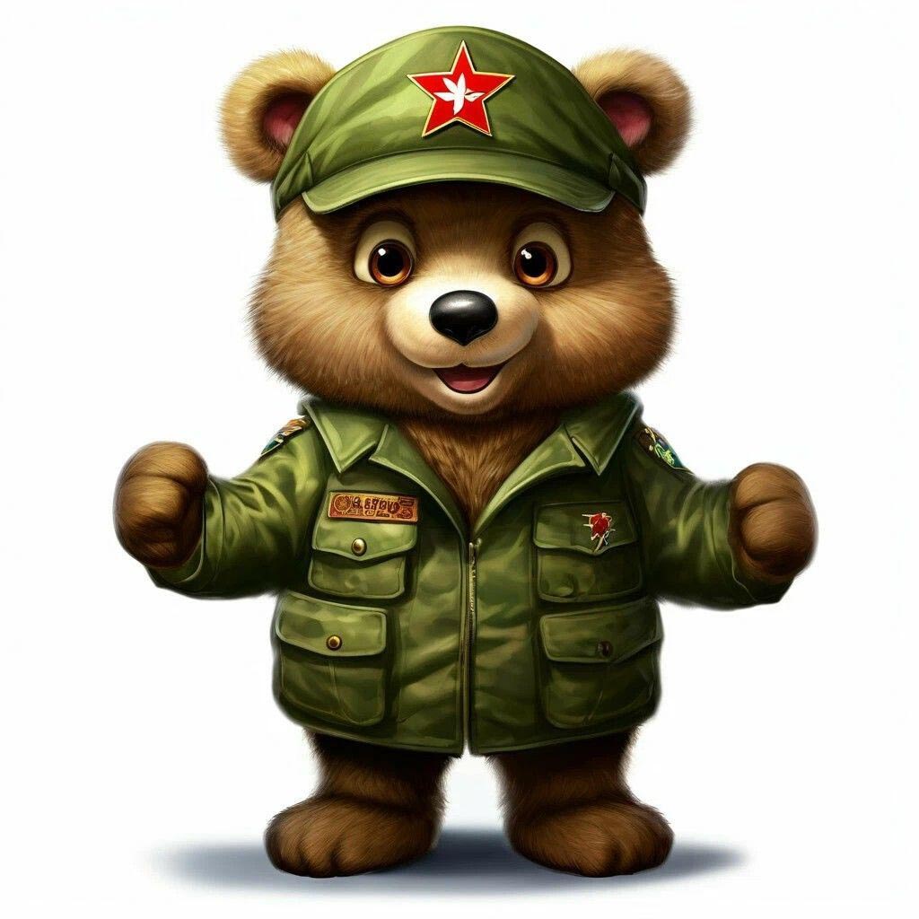 Мишка в военной форме.
