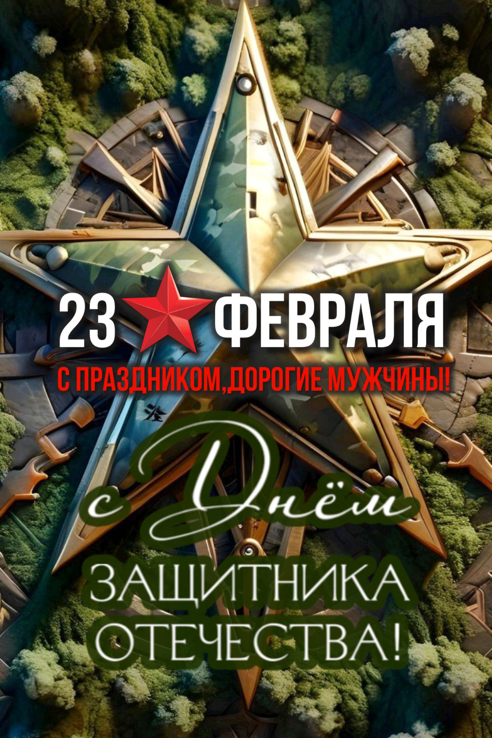 Открытка с 23 февраля День Защитника Отечества. С праздником, дорогие мужчины!