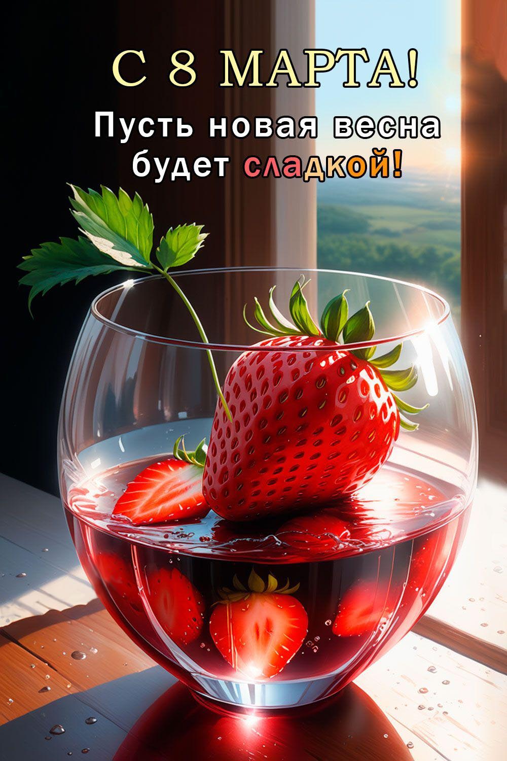Открытка с Международным Женским Днем 8 марта. Пусть новая весна будет сладкой!