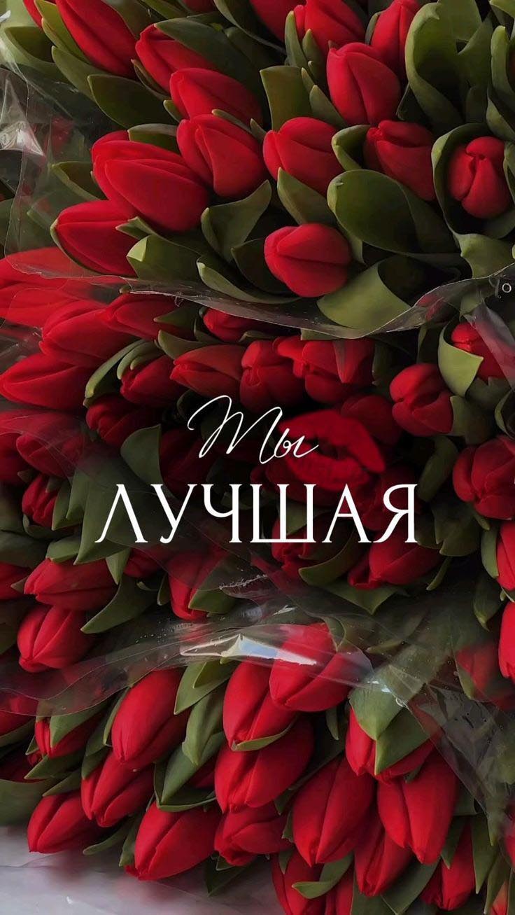 Комплимент Ты лучшая. Красные тюльпаны.