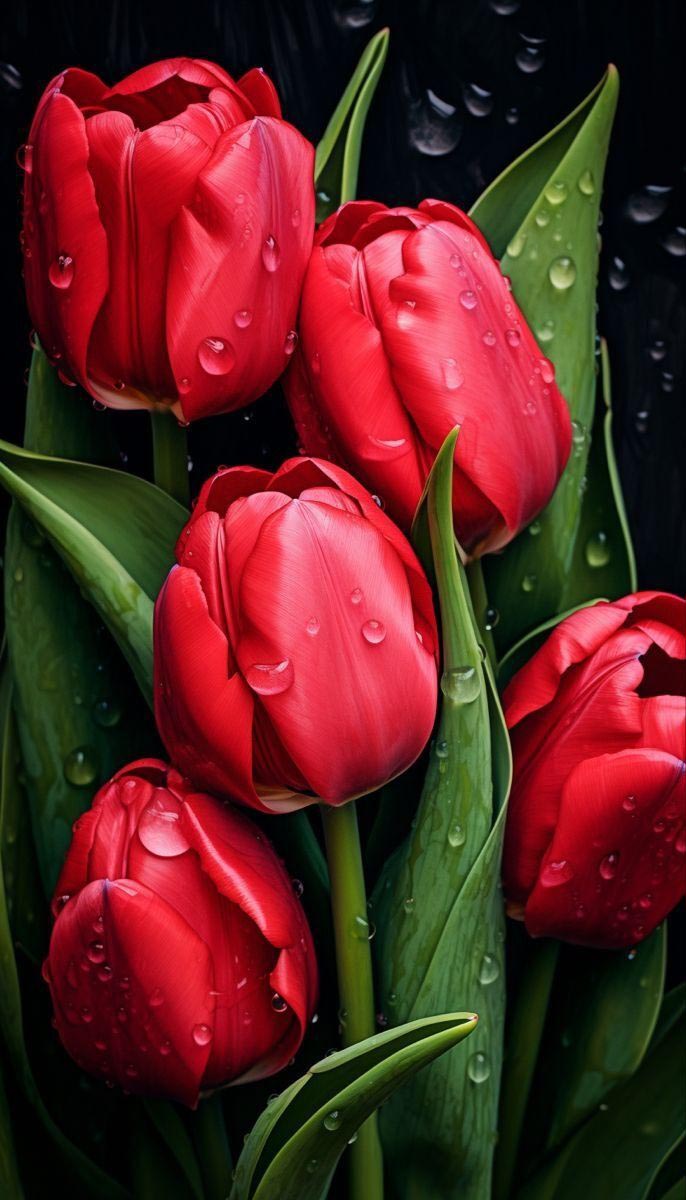 Без текста. Красные тюльпаны.
