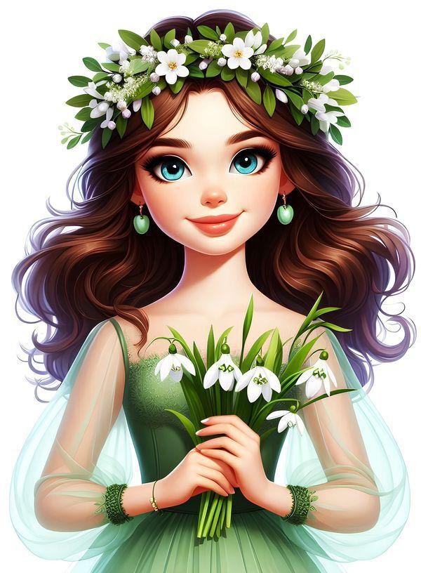 Девушка с ландышами. Без текста.