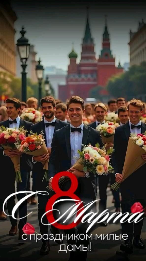 Открытка с Международным Женским Днем 8 марта. С праздником, милые дамы!