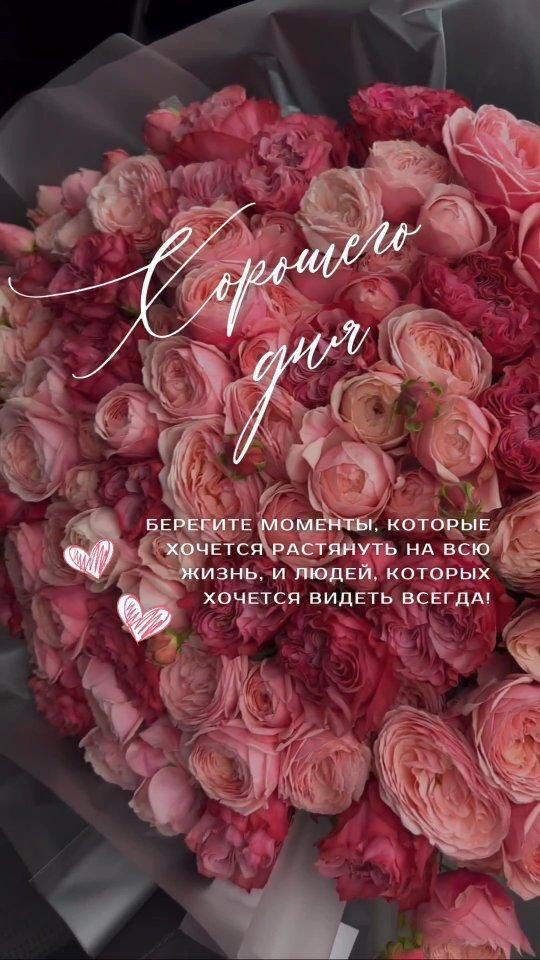 Открытка хорошего дня и настроения. Цветы и пожелания.