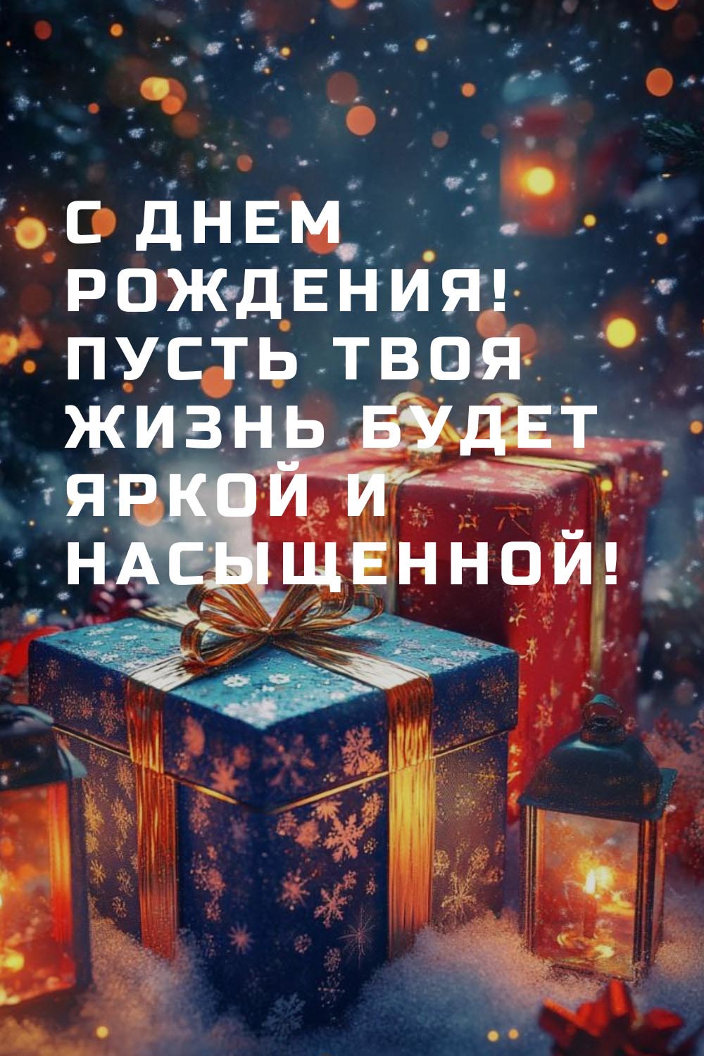 Открытка с днем рождения. Подарки, пожелания.