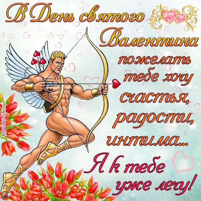Поздравление с Днем святого Валентина для любимой: В День святого Валентина пожелать тебе хочу счастья, радости, интима… Я к тебе уже лечу!
