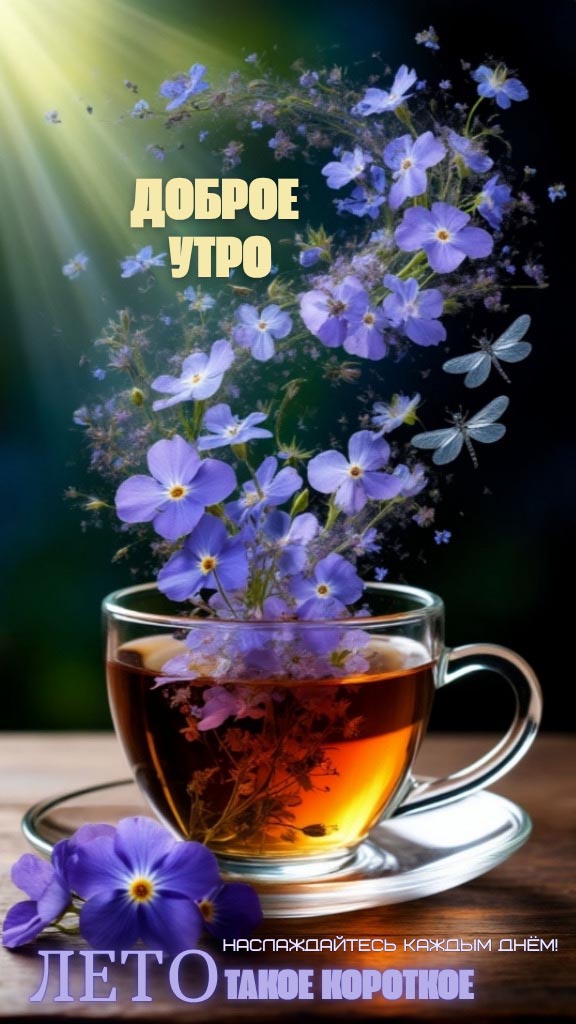 Открытка с добрым летним утром.