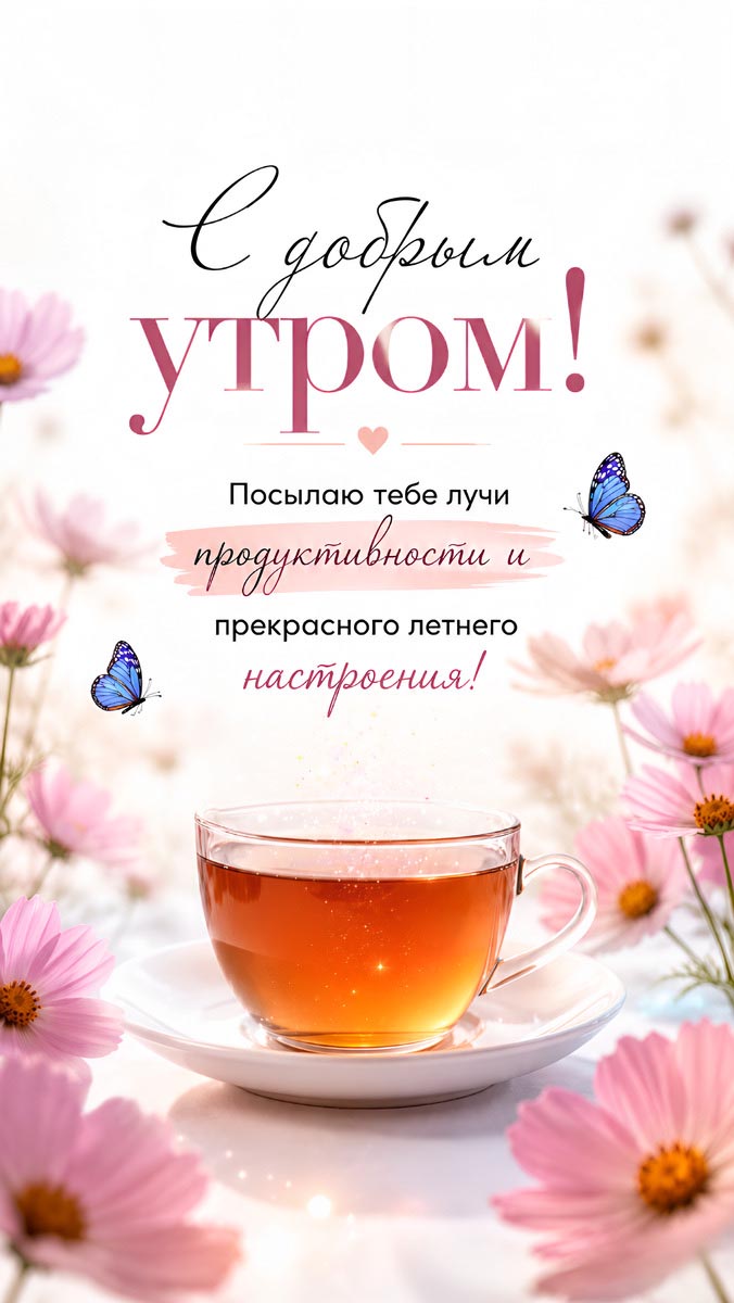 Открытка с добрым летним утром.