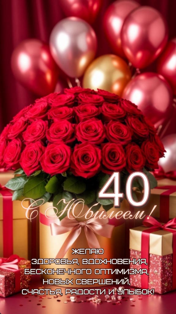 Открытка с днем рождения 40 лет юбилей.