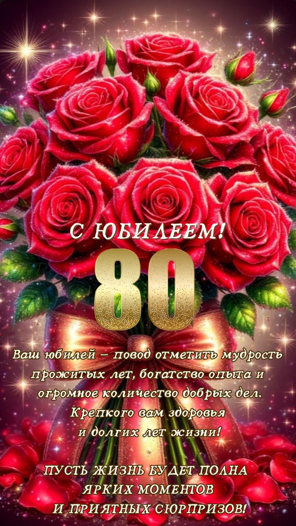 Открытка с днем рождения 80 лет юбилей.