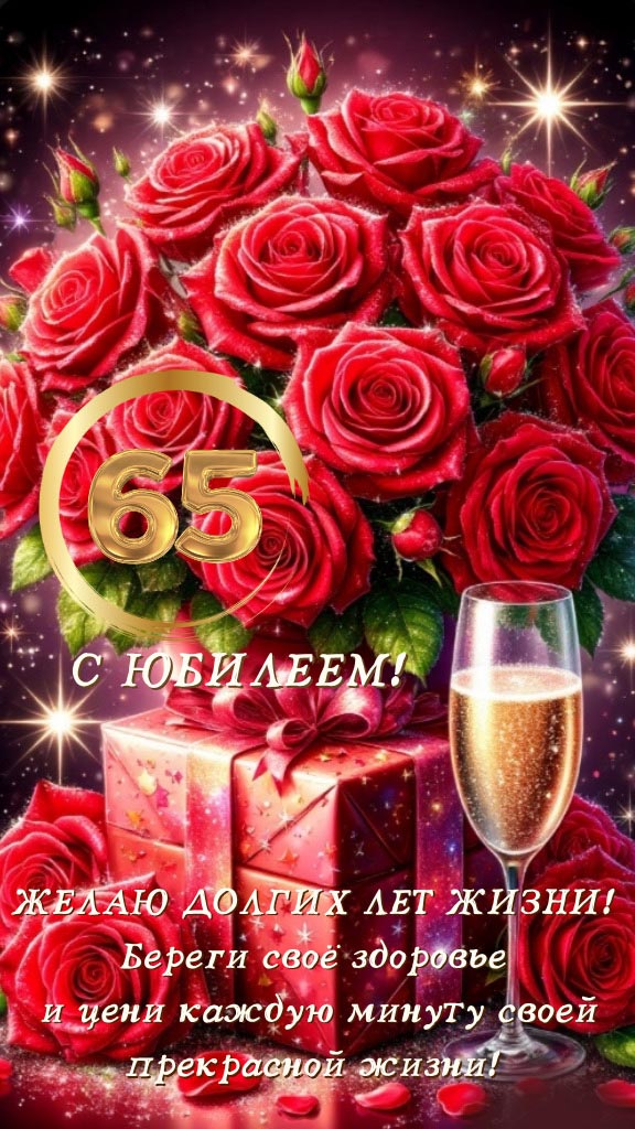 Открытка с днем рождения 65 лет юбилей.