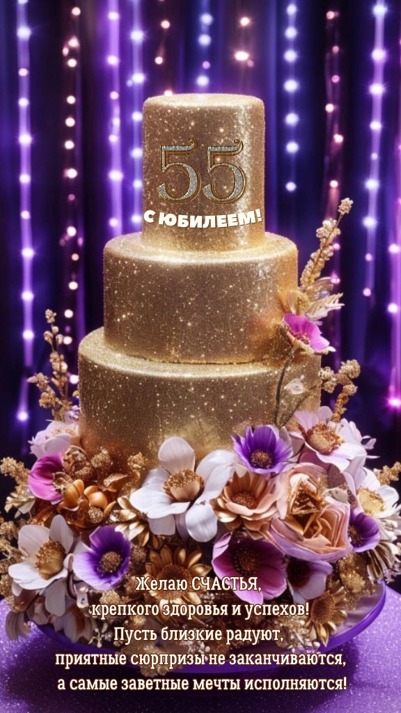 Открытка с днем рождения 55 лет юбилей.