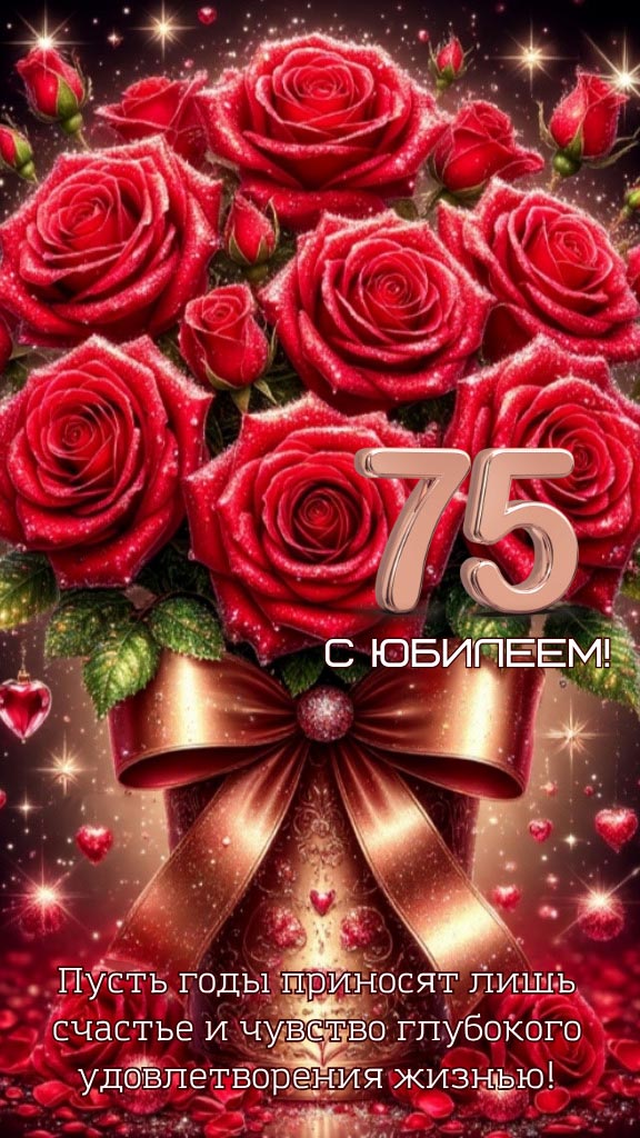 Открытка с днем рождения 75 лет юбилей.