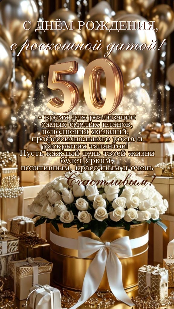 Открытка с днем рождения 50 лет юбилей.