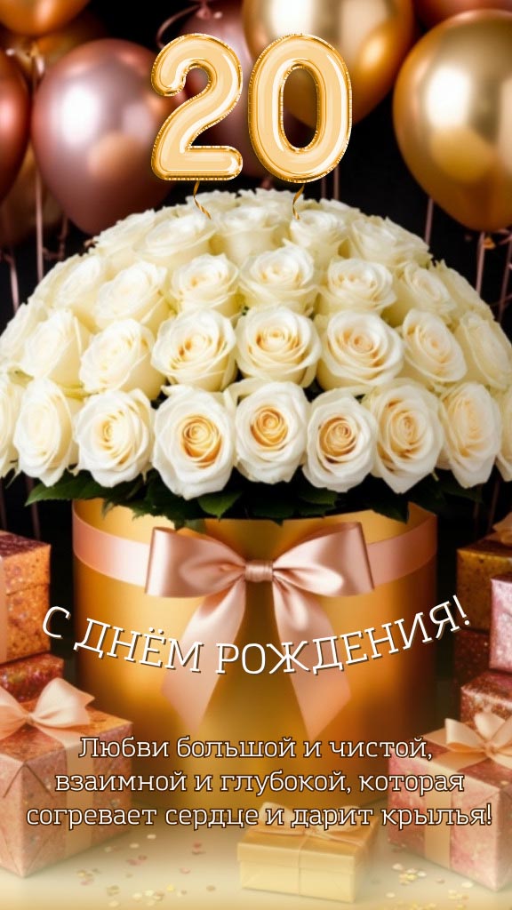 Открытка с днем рождения 20 лет юбилей.
