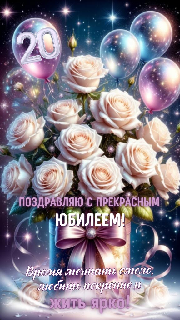 Открытка с днем рождения 20 лет юбилей.