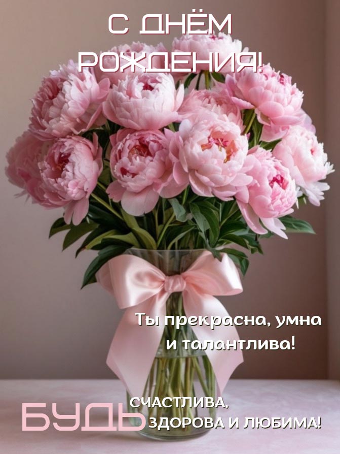 Открытка с днем рождения женщине.