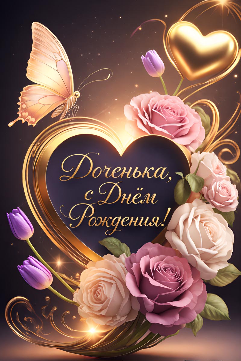 Открытка с днем рождения дочери.