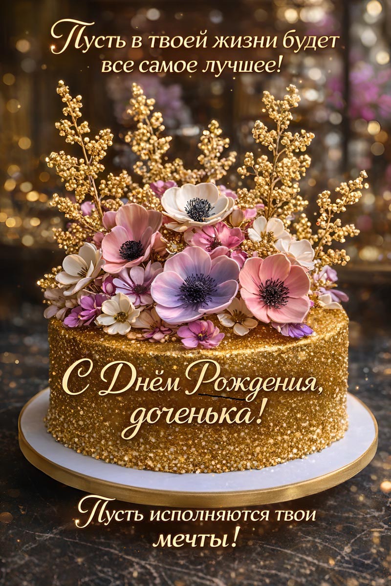 Открытка с днем рождения дочери.