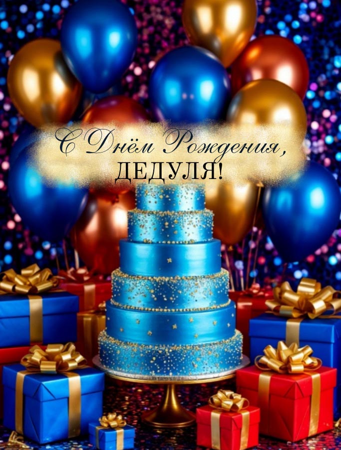 Открытка с днем рождения дедушке.